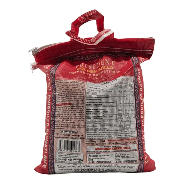 Lal qilla president golden sela parboiled basmati rice (5kg) - image 10 | OMOWEST AFRO INTERCONTINENTAL SHOP