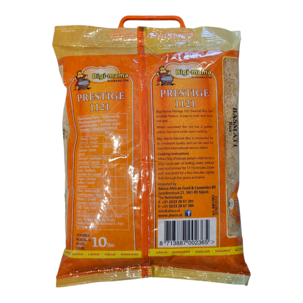 Bigi-mama Prestige 1121 Golden Sella Basmati Rice (10lbs) - image 3 | Malaika afro international Markt