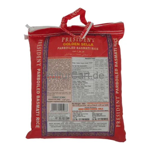 Lal qilla president golden sela parboiled basmati rice (5kg) - image 5 | OMOWEST AFRO INTERCONTINENTAL SHOP | KulturCart