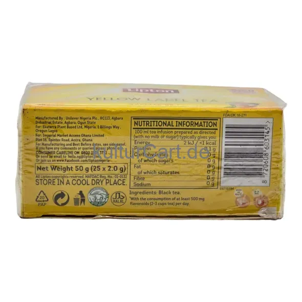 Lipton Yellow Label Tea (25 Tea Bags) (50g) - image 9 | Momjays Afro Markt