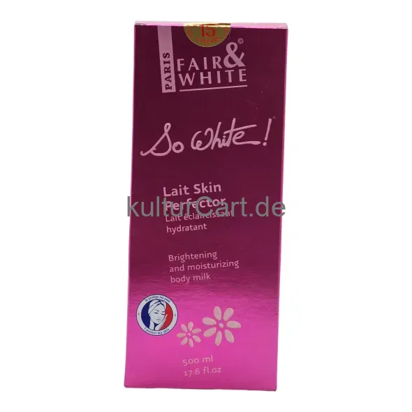 Paris Fair & White So White Lait Skin Perfector Brightening and Moisturizing Body Milk (500ml) - image 7 | Afro Family Shop | KulturCart