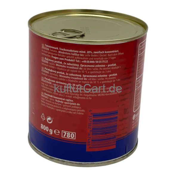 Metro Chef Doppio Concentrato di Pomodoro strong red color | intense taste (800g) - image 2 | Afro Center & Afro Cut Krefeld | KulturCart
