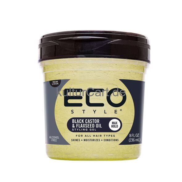 Eco style professional styling gel black castor & Flaxseed oil 236ml - image 1 | Omowest Afro Intercontinental Shop