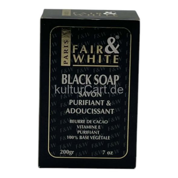 F&W Black Soap With Cocoa Butter, Vitamin E Authentic 7oz/200g - image 1 | Afro Center & Afro Cut Krefeld