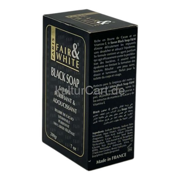 F&W Black Soap With Cocoa Butter, Vitamin E Authentic 7oz/200g - image 2 | Afro Center & Afro Cut Krefeld