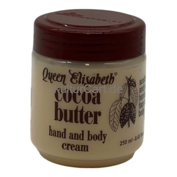 Queen Elizabeth Cocoa Butter Soothes and Softens Hand and Body Cream Jar 250ml - image 1 | Afro Center & Afro Cut Krefeld | KulturCart