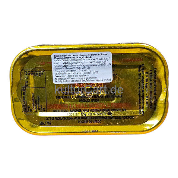 L‘espadon Sardines In Spiced Vegetable Oil (90g) - image 3 | Malaika afro international Markt