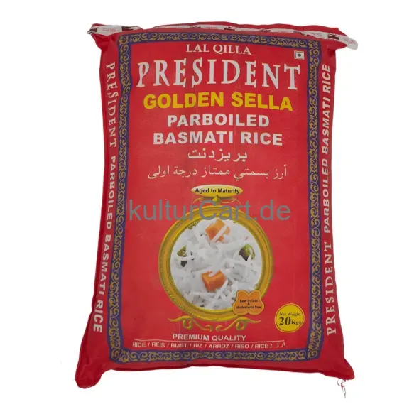 Lal qilla president golden sela parboiled basmati rice (20kg) - image 1 | OMOWEST AFRO INTERCONTINENTAL SHOP | KulturCart