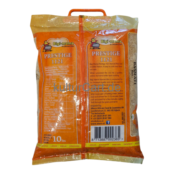 Bigi-mama Prestige 1121 Golden Sella Basmati Rice (10lbs) - image 3 | Malaika afro international Markt | KulturCart