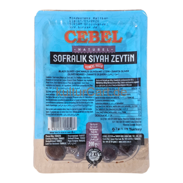 Cebel Sofralik Siah Zeytin | Black Olives | Schwarze Oliven mit Stein (200g) - image 3 | Malaika afro international Markt | KulturCart